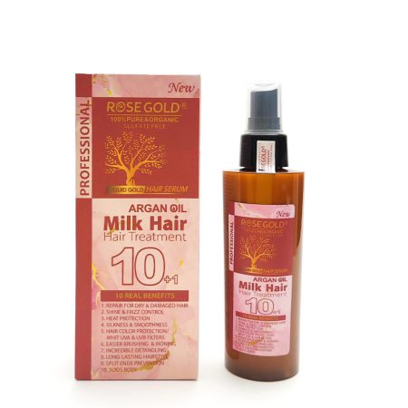 اسپری شیر مو روغن آرگان و بذر کتان رز گلد 10 کاره Rose Gold Milk Hair Treatment